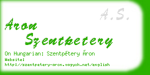 aron szentpetery business card